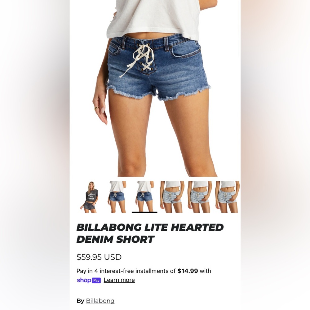 Billabong Women's Lace-Up Denim Shorts - Blue